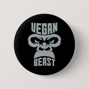 Vegan Beast Workout Muscle Gorilla Gym Bodybuildin 2 Inch Round Button