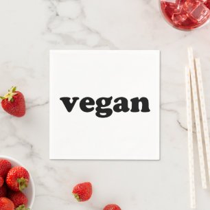"vegan" black letters, white paper napkin