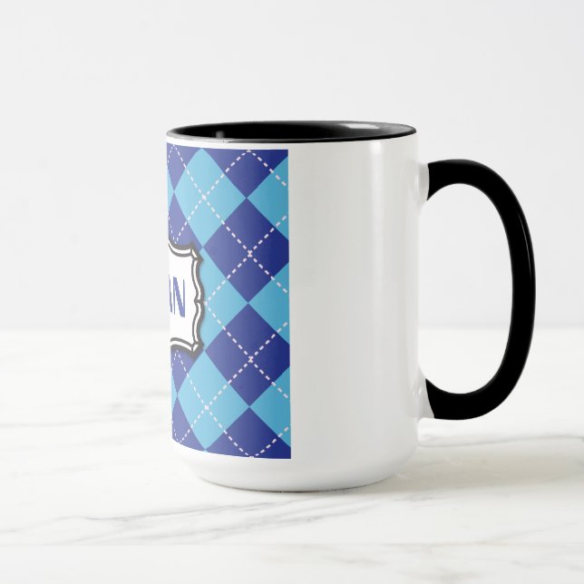 Vegan (Blue Argyle Pattern) Mug (Right)
