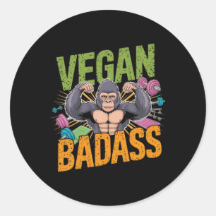 Vegan Bodybuilder Weightlifter Gorilla  Classic Round Sticker