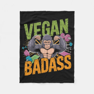 Vegan Bodybuilder Weightlifter Gorilla  Fleece Blanket