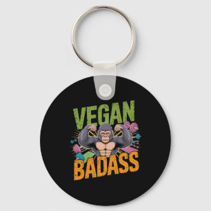 Vegan Bodybuilder Weightlifter Gorilla Keychain