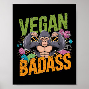 Vegan Bodybuilder Weightlifter Gorilla Poster