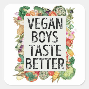 vegan boys taste better square sticker