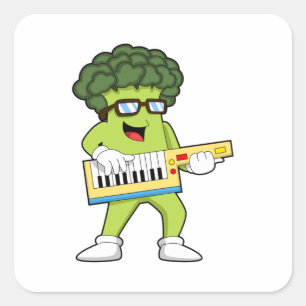 Vegan Broccoli at Music with Guitar Square Sticker