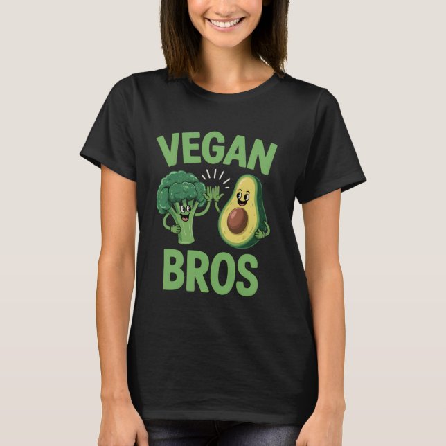 Vegan Bros Funny Broccoli Avocado T-Shirt (Front)