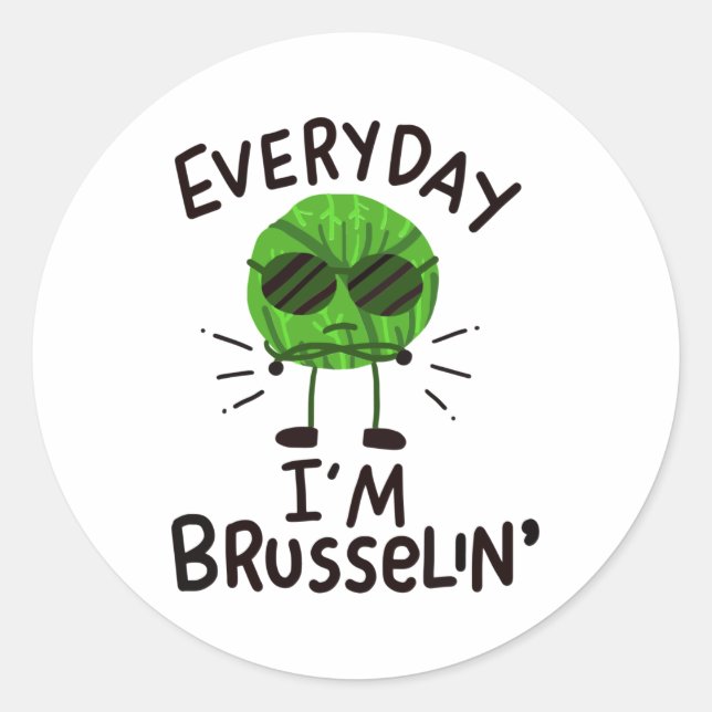 Vegan Brussels Sprouts Classic Round Sticker (Front)