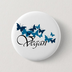 Vegan Butterfly Design 2 Inch Round Button