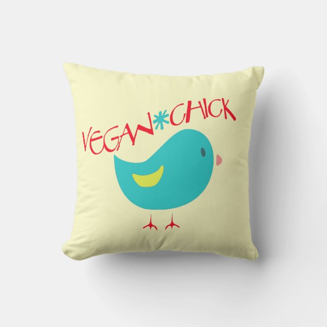 Vegan Chick Throw Pillow (Front)