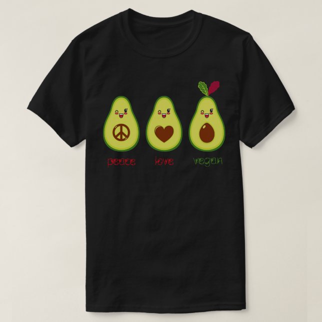 Vegan Cute Avocado T-Shirt (Design Front)