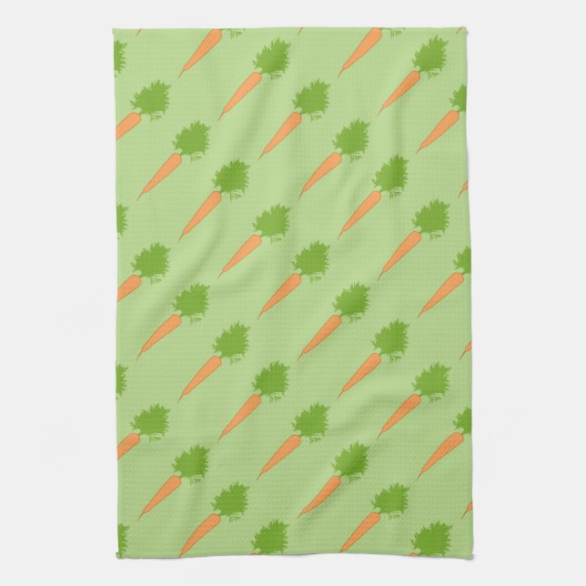 Vegan Cute Orange Carrots Kitchen Towel (Vertical)