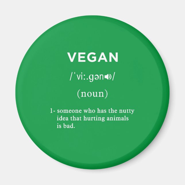 vegan definition green circle magnet (Front)