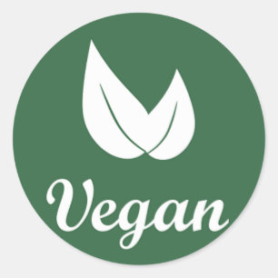 Vegan Design 1 White on Green Classic Round Sticker