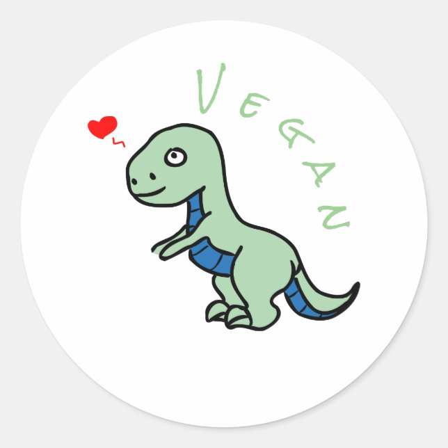 Vegan Dinosaur Kind Dino Classic Round Sticker (Front)