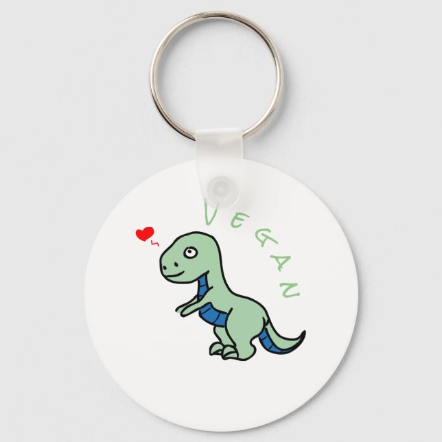 Vegan Dinosaur Kind Dino Love Animals Keychain (Front)