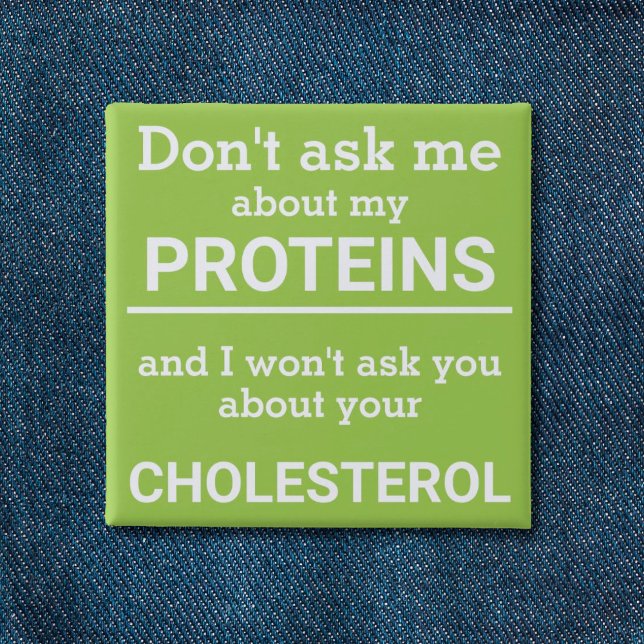 Vegan - don't ask me about my protein fun 2 inch square button (Creator Uploaded)