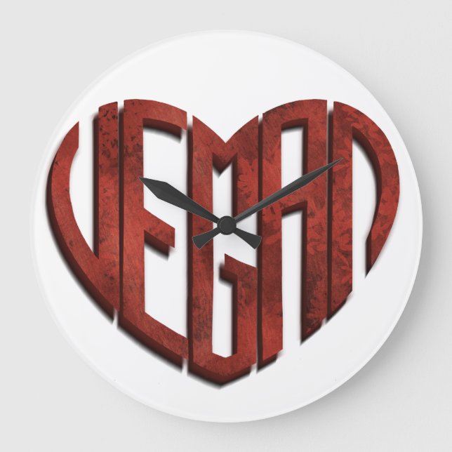 Vegan Flower Heart Large Clock (Front)