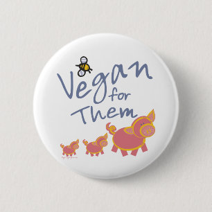 Vegan for Animals 2 Inch Round Button