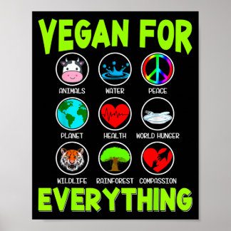 Vegan for everything funny vegetarian vegan men poster