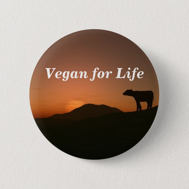 Vegan for Life 2 Inch Round Button (Front)