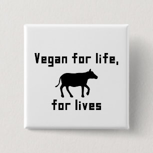 Vegan for life 2 inch square button