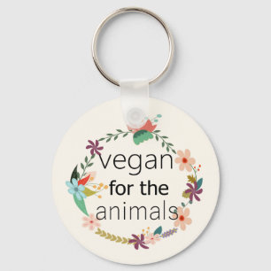 Vegan for the animals floral design keychain