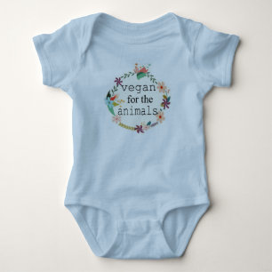 Vegan for the animals floral design vest baby bodysuit