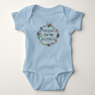 Vegan for the animals floral design vest baby bodysuit