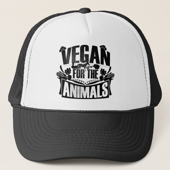 Vegan for the animals trucker hat (Front)