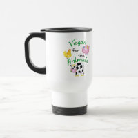 "Vegan for the Animals" with Cute Pig, Cow, & Hen