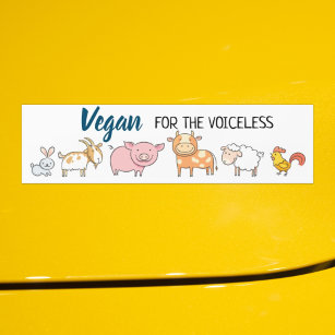 Vegan for the voiceless cute cartoon animals bumper sticker