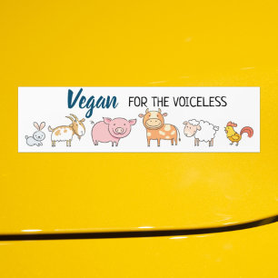 Vegan for the voiceless white with six animals bumper sticker