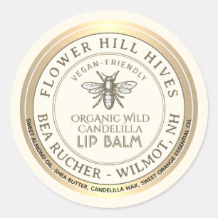 VEGAN FRIENDLY Candelilla wax Lip Balm Label 