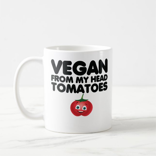 Vegan From My Head Tomatoes Coffee Mug (Left)