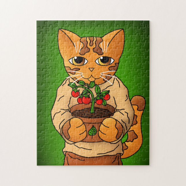 Vegan Gardener Cat Jigsaw Puzzle (Vertical)