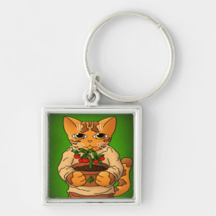 Vegan Gardener Cat Keychain