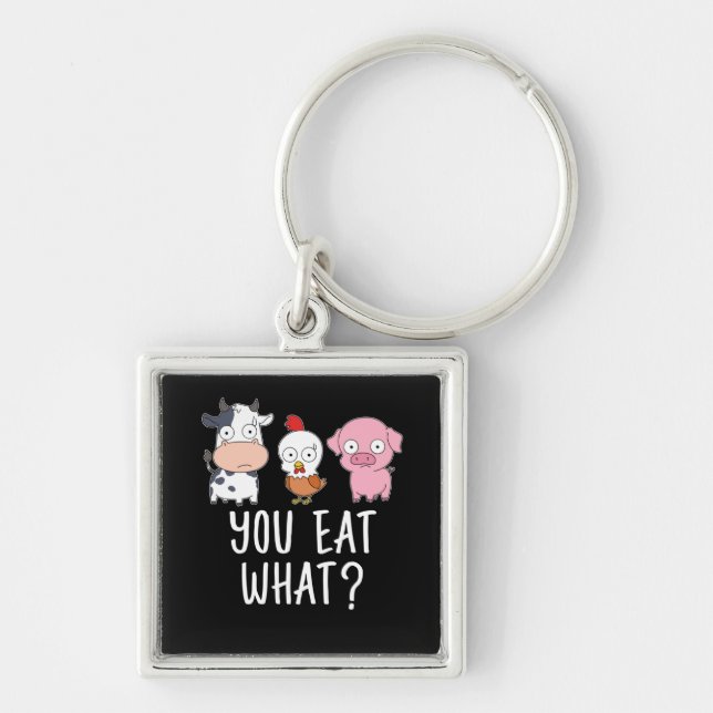 Vegan Gift Vegetarian Gifts Plant Funny Vegan Keychain (Front)