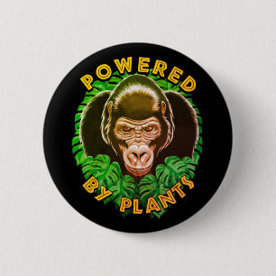 Vegan Gorilla - Powered By Plants Quote 2 Inch Round Button