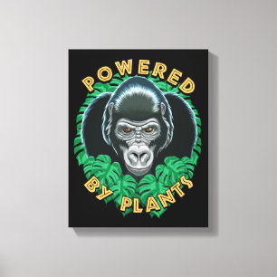 Vegan Gorilla - Powered By Plants Quote Canvas Print
