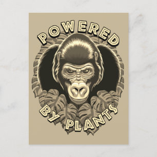 Vegan Gorilla - Powered By Plants Quote Postcard