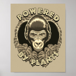 Vegan Gorilla - Powered By Plants Quote Poster