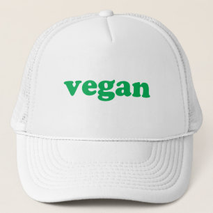 "vegan" green letters trucker hat