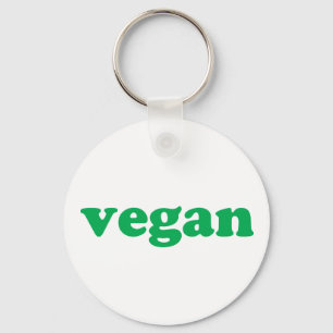 "vegan" green letters, white background keychain