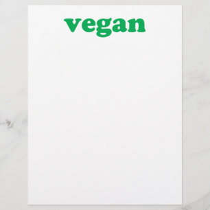 "vegan" green letters, white background letterhead