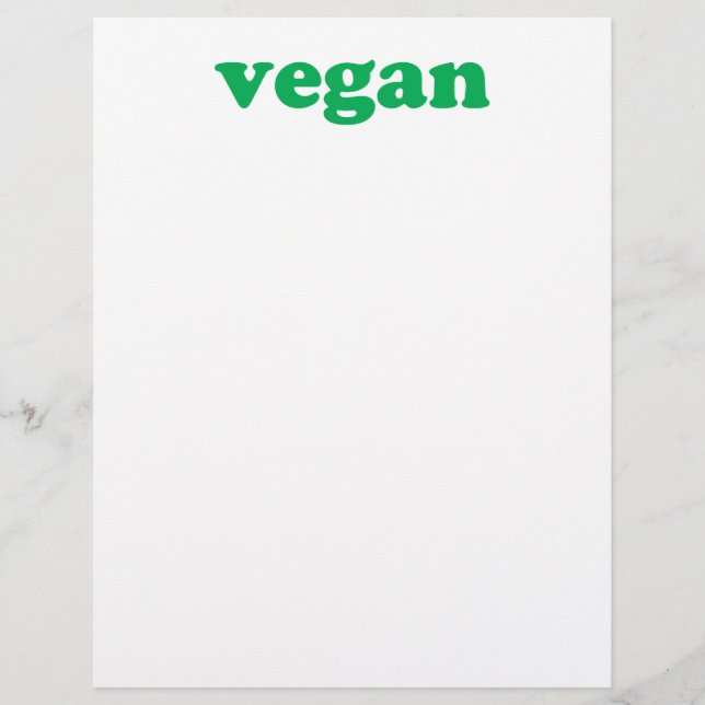 "vegan" green letters, white background letterhead (Front)