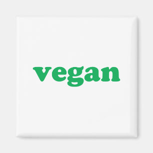 "vegan" green letters, white background magnet