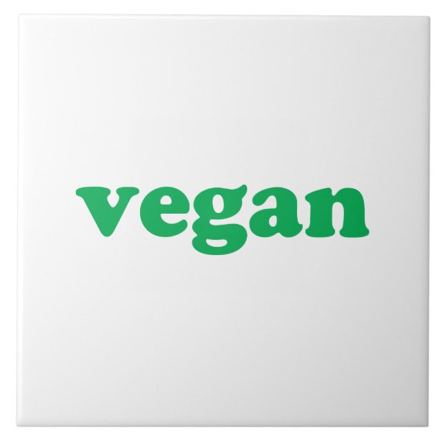 "vegan" green letters, white background tile (Front)