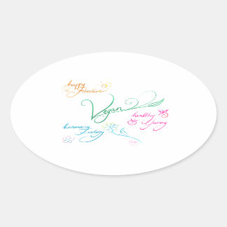 Vegan & happy lifestyle oval sticker