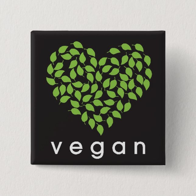 vegan heART 2 Inch Square Button (Front)
