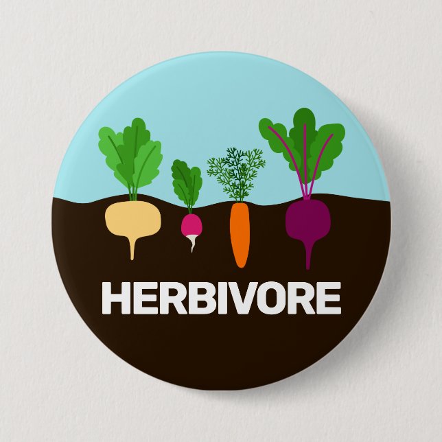 Vegan - herbivore colourful vegetables custom 3 inch round button (Front)